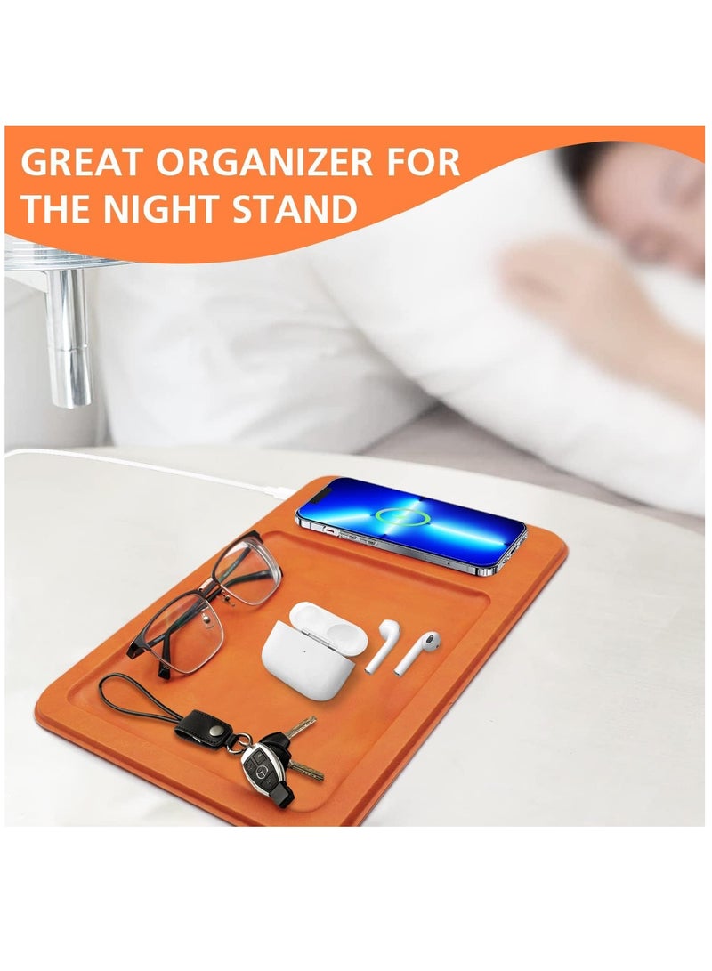 Wireless Charging Valet Tray, 15W Desk and Nightstand Organizer, Compatible with All Wireless Charging Phones, Stylish Charging Station and Storage Solution. - Image 3