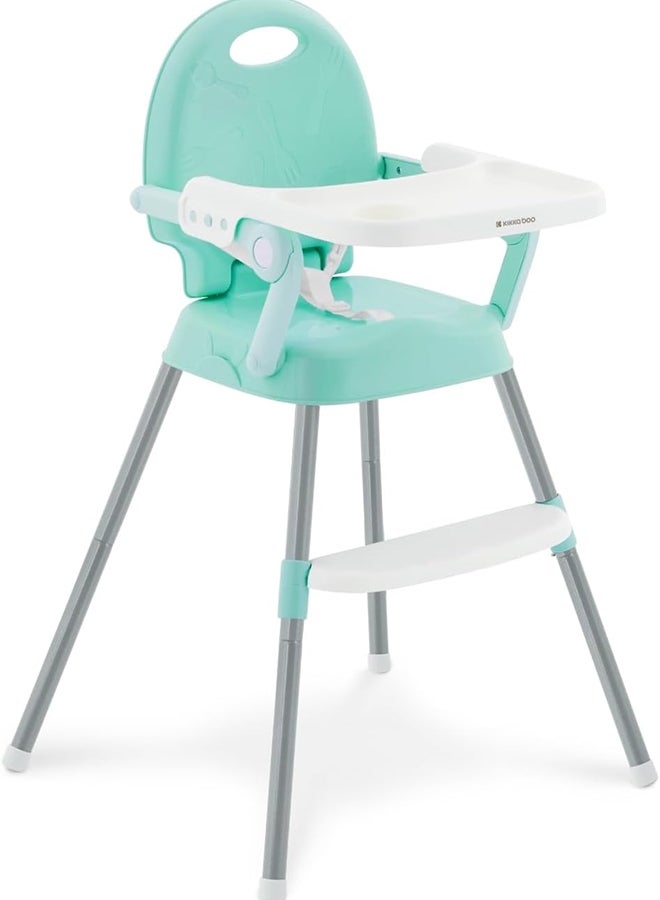 KIKKABOO كرسي طعام مرتفع SPOONY 3 في 1، كرسي مرتفع حتى 36 شهر، كرسي مرتفع قابل للتحويل، مقعد معزز، كرسي منخفض، صينية قابلة للإزالة، نعناع - Image 1