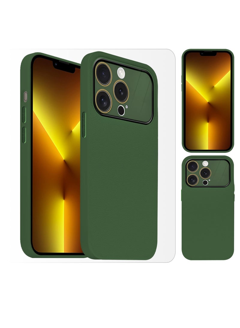 Hard Silicone Case Cover for Apple iPhone 13 pro - Cover with Camera Protection Bumper - Auto Focus Design - Dark Green - Image 1