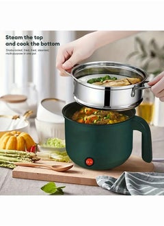 URINGO EU Plug Electric Hot Pot, 1-3 People Portable Mini Electric Fondue Pot, Multifunctional Non-Stick Electric Skillet Ramen Cooker For Stir Fry/Stew/Steam, Perfect For Ramen, Egg (with Steamer)  - Image 1