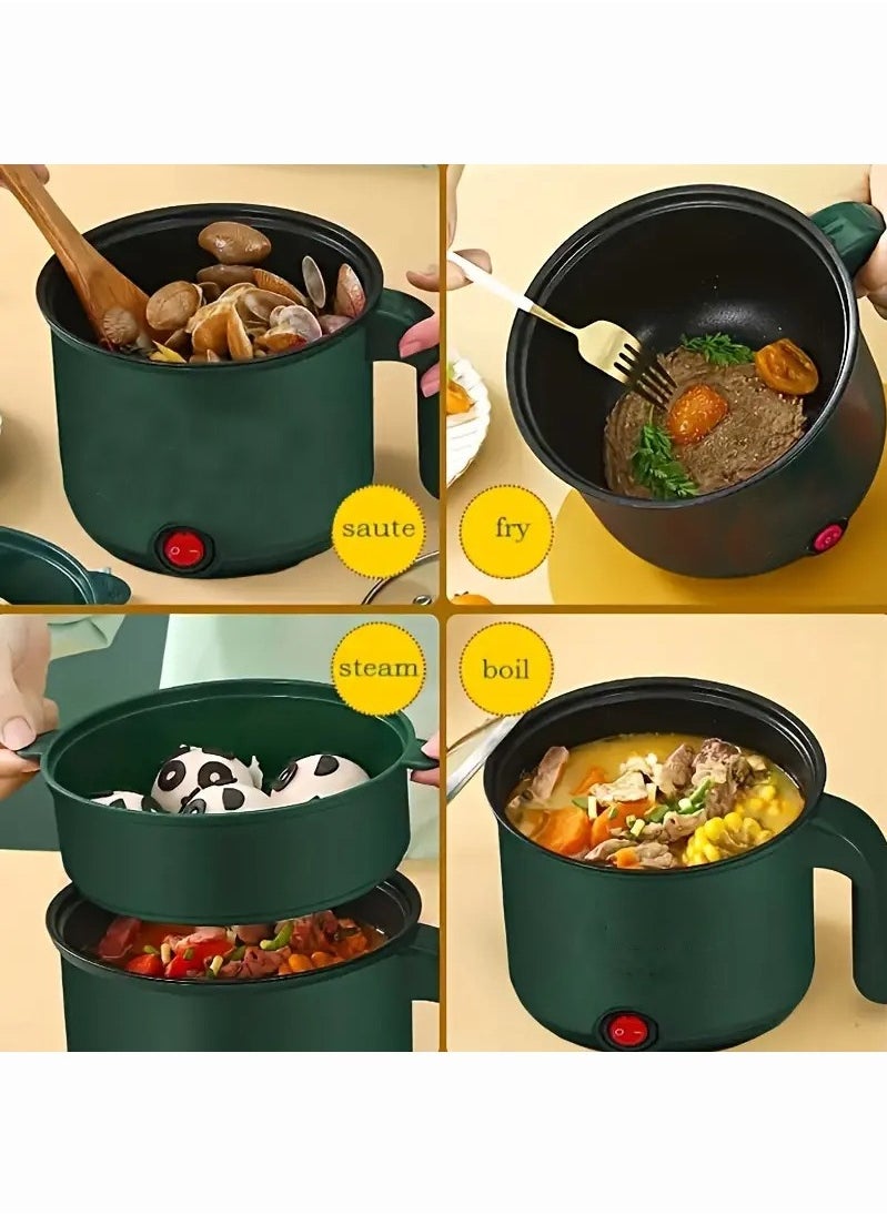 URINGO EU Plug Electric Hot Pot, 1-3 People Portable Mini Electric Fondue Pot, Multifunctional Non-Stick Electric Skillet Ramen Cooker For Stir Fry/Stew/Steam, Perfect For Ramen, Egg (with Steamer)  - Image 4