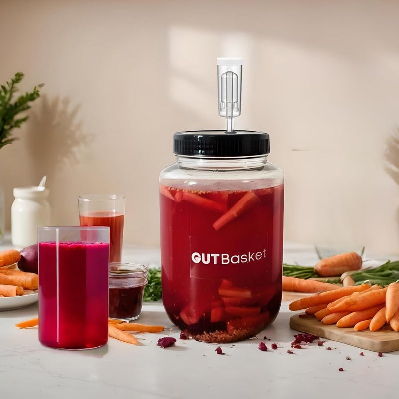 Gutbasket Kanji Jar Kit Glass Jar for Kanji 4L with Airlock Grommet Lid Recipe Book Sea Salt Perfect Fermentation Jar for Kanji Gut Health - Image 5