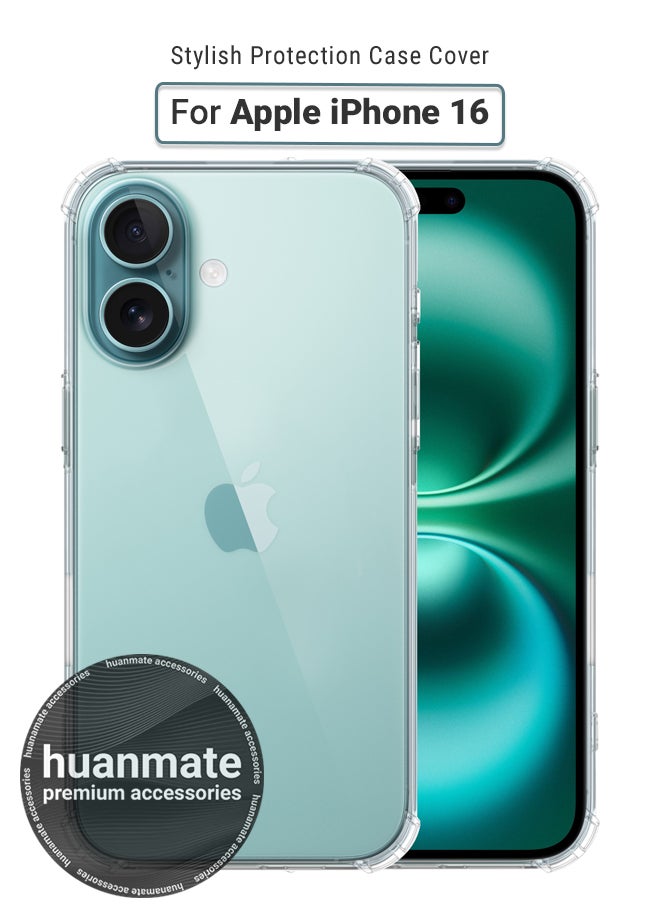 huanmate - Apple iPhone 16 Shock Proof Case Cover - Ultra Clear, Durable & Accurate Cut-outs - Scratch, Dust & Smudge Protection - Clear Silicon Back Cover for Apple iPhone 16 - Image 1