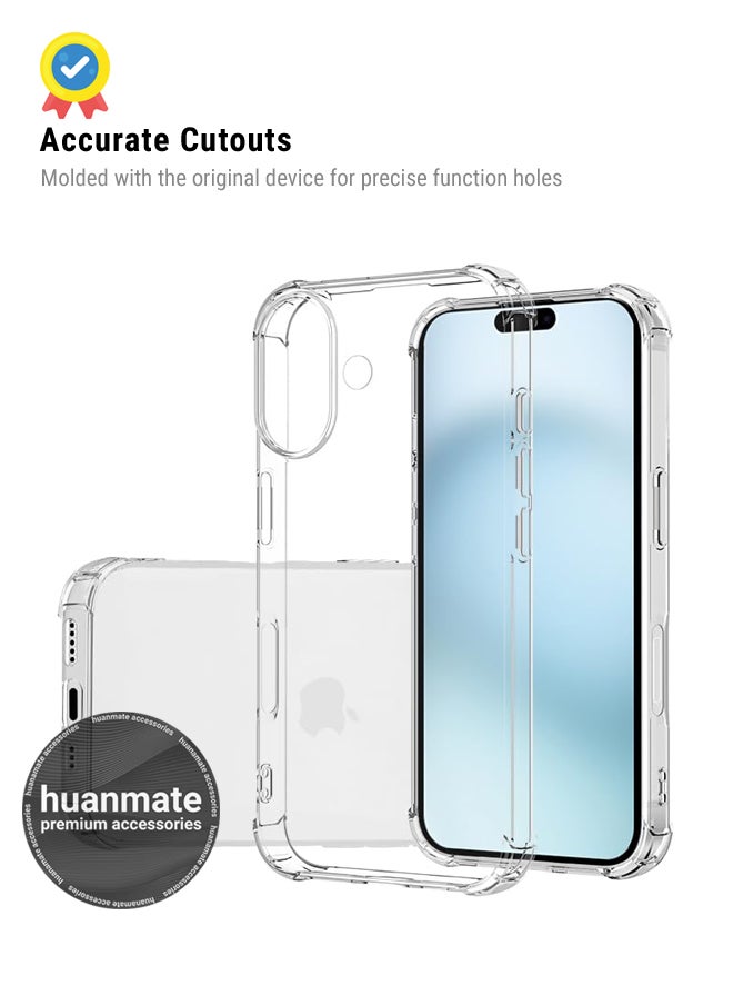 huanmate - Apple iPhone 16 Shock Proof Case Cover - Ultra Clear, Durable & Accurate Cut-outs - Scratch, Dust & Smudge Protection - Clear Silicon Back Cover for Apple iPhone 16 - Image 1