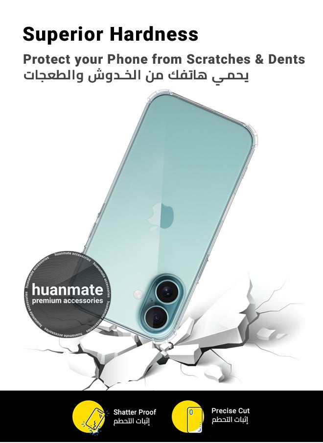 huanmate - Apple iPhone 16 Shock Proof Case Cover - Ultra Clear, Durable & Accurate Cut-outs - Scratch, Dust & Smudge Protection - Clear Silicon Back Cover for Apple iPhone 16 - Image 1