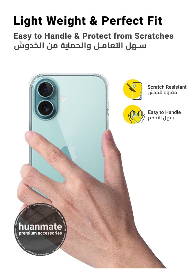 huanmate - Apple iPhone 16 Shock Proof Case Cover - Ultra Clear, Durable & Accurate Cut-outs - Scratch, Dust & Smudge Protection - Clear Silicon Back Cover for Apple iPhone 16 - Image 1