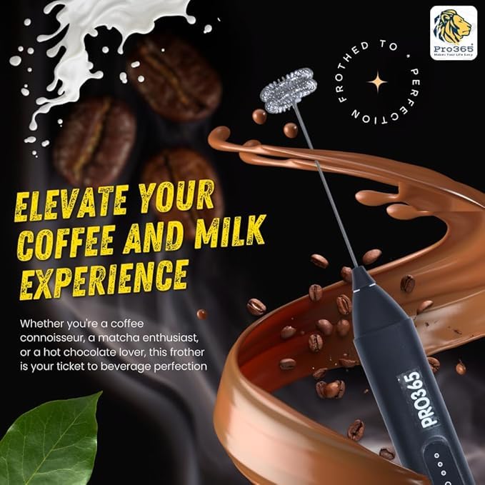 PRO365 Quick Charge Portable 3-Speed ​​USB Electric Frother Dual Spring Stirrer Stainless Steel for Lattes, Coffee, Milkshakes (1 Year Replacement Warranty) - Image 5