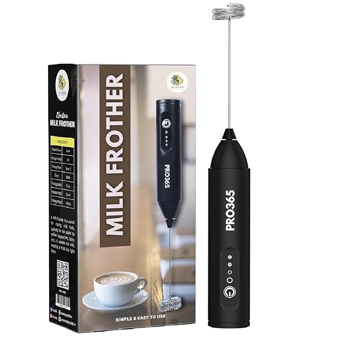 PRO365 Quick Charge Portable 3-Speed ​​USB Electric Frother Dual Spring Stirrer Stainless Steel for Lattes, Coffee, Milkshakes (1 Year Replacement Warranty) - Image 1