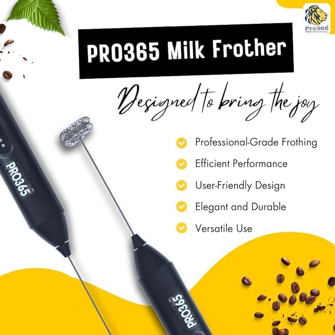 PRO365 Quick Charge Portable 3-Speed ​​USB Electric Frother Dual Spring Stirrer Stainless Steel for Lattes, Coffee, Milkshakes (1 Year Replacement Warranty) - Image 4