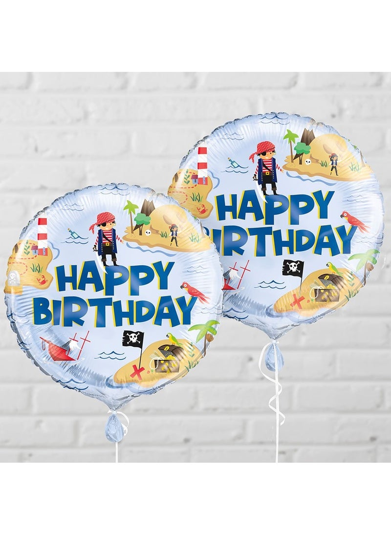 Unique Happy Birthday Pirate Round Balloon Foil 46 cm - Image 2