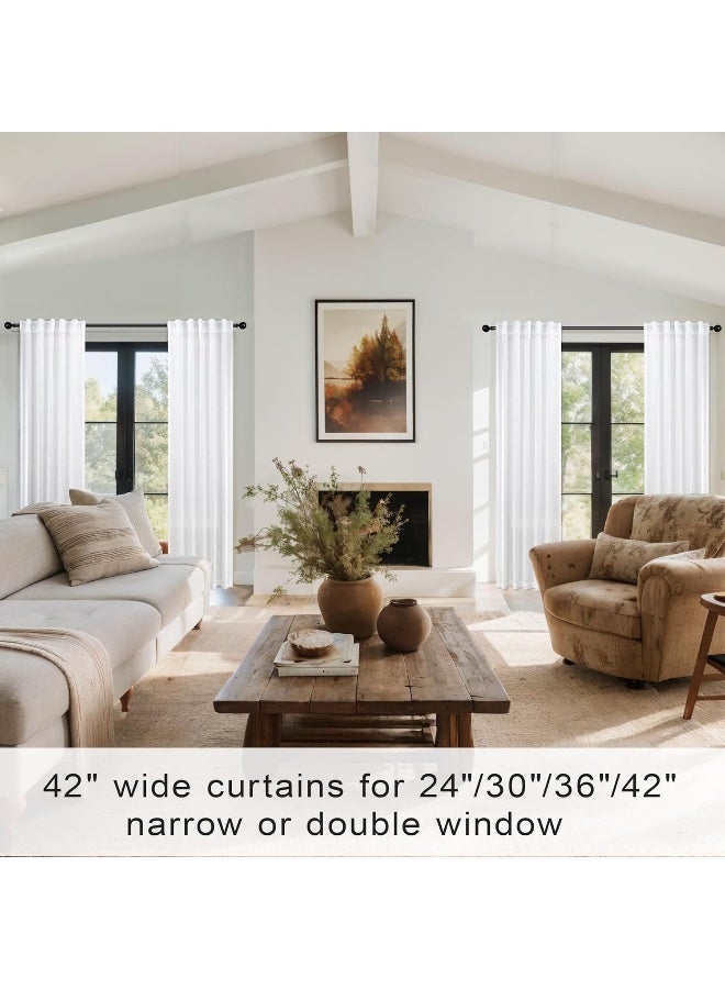 KOUFALL 42x90 Inch Length White Curtains Back Tab Rod Pocket Semi Sheer Light Filtering Linen Curtain Drapes for Living Room Bedroom 90in Long - Image 2
