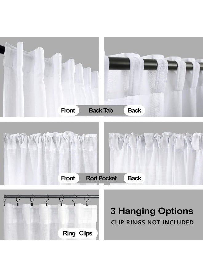 KOUFALL 42x90 Inch Length White Curtains Back Tab Rod Pocket Semi Sheer Light Filtering Linen Curtain Drapes for Living Room Bedroom 90in Long - Image 4