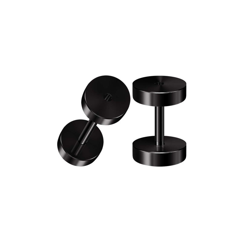 BIG GAUGES Pair of Surgical Steel 16g Gauge 1.2mm Black Anodized Screw flesh Tunnels Piercing Ear Stretcher Earring Plugs Lobe BG3791 - Image 1