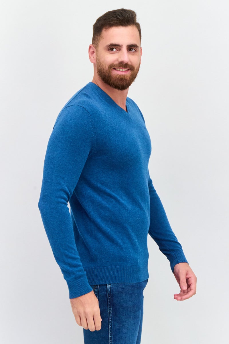 ESPRIT سويت شيرت رجالي بتصميم V عنق، أزرق - Image 2