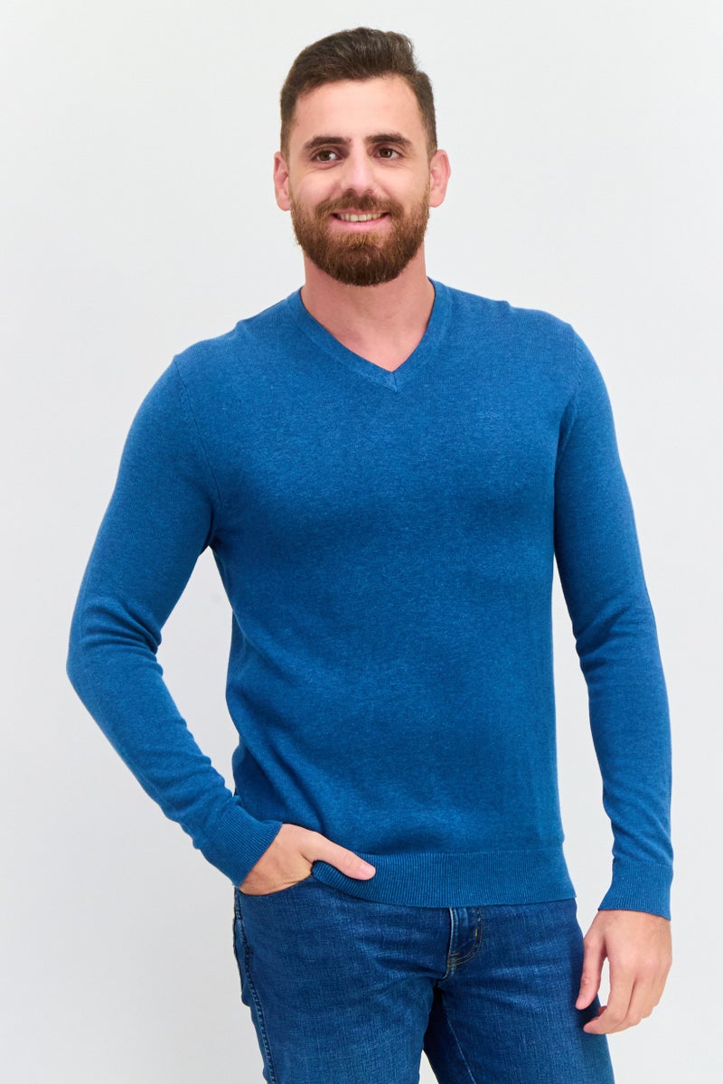 ESPRIT سويت شيرت رجالي بتصميم V عنق، أزرق - Image 1