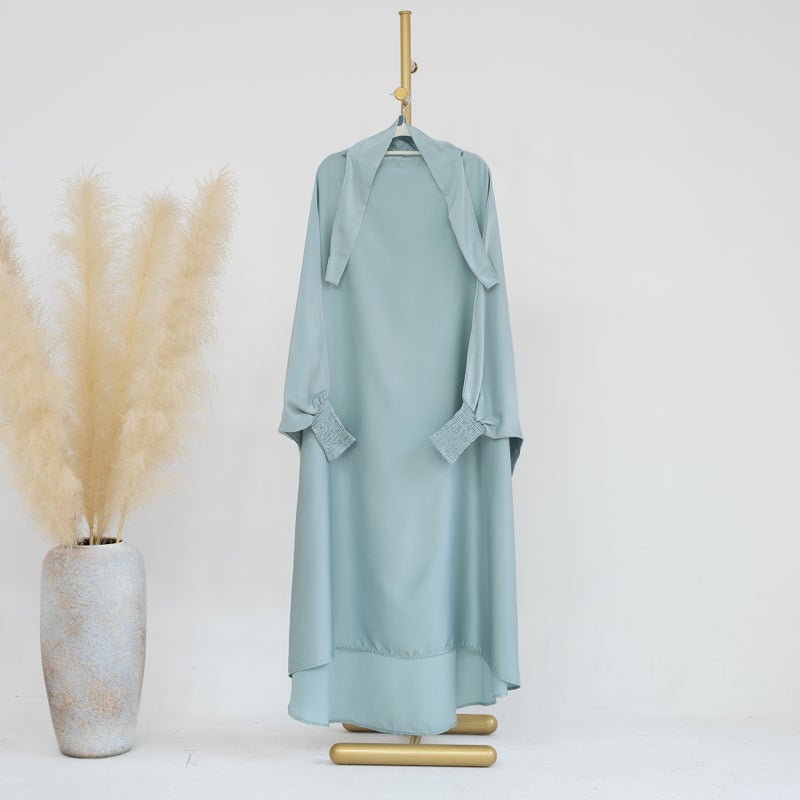 2023 Loriya Maxi Plain Abaya Kids Dress LR662 Light green 