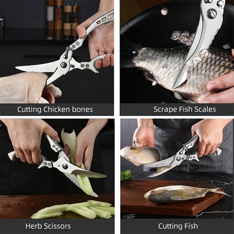 Stainless Steel Kitchen Scissors Heavy Duty Poultry Fish Shears Multi Functional - Image 5