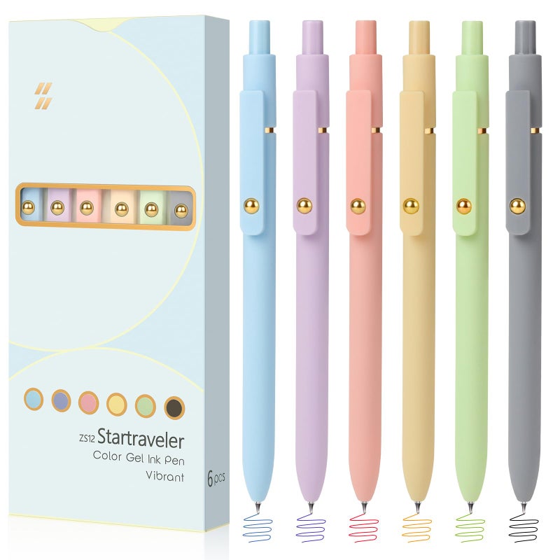 FIOVER Colored Pens, 6 Pack Colorful Gel Pens, Quick-Dry 0.7mm Medium Point for Journaling, Note Taking, Doodling, Aesthetic Office School Supplies, Gifts for Women Men(Multiple Colors) - Image 1