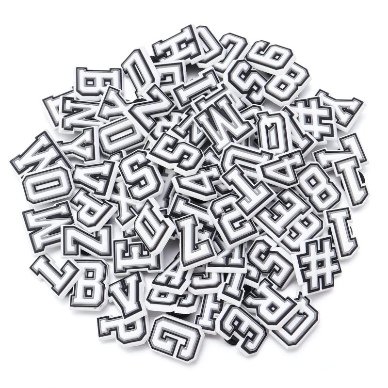 Alphanumeric Shoe Charms: 37 Black White PVC Pieces - Waterproof Durable Easy Attach & Remove - Letter Number Shoe Charms for Personalized Shoes DIY Projects All Ages - Image 3