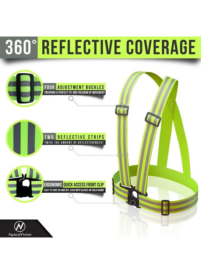 Apace Vision Reflective Vest (2 Pack) ; Lightweight, Adjustable & Elastic ; Safety & High Visibility For Running, Jogging, Walking, Cycling ; Fits Over Outdoor Clothing Motorcycle Jacket, Running Gear;Shirt - Image 4