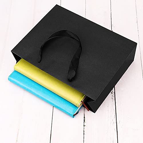 QIELSER 24 Pack Kraft Gift Bags - Extra Large Size, Black Paper Shopping Bags with Ribbon Handles - Wedding, Party, Retail - 16x6x12 Inches - Image 5