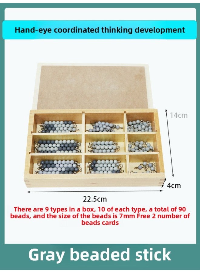 Montessori Montessori Math Teaching Aids Early Education Toys Colored Beaded Stick Children's Educational Training-Color:7mm Gray Beaded Sticks 90 (boxed 2 Bead Counting Cards)  - Image 1