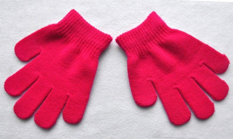 BaiX Little Kids Solid Winter Knitted Full Finger Gloves, 3-8 Years Old - Image 2