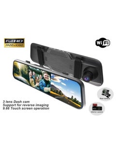 FPC 3 Channels Mirror Camera WiFi Car Video Recorder Rearview Dash Cam Front and Inside with Rear Camera Full Touch Screen HD 1080P  - Image 2