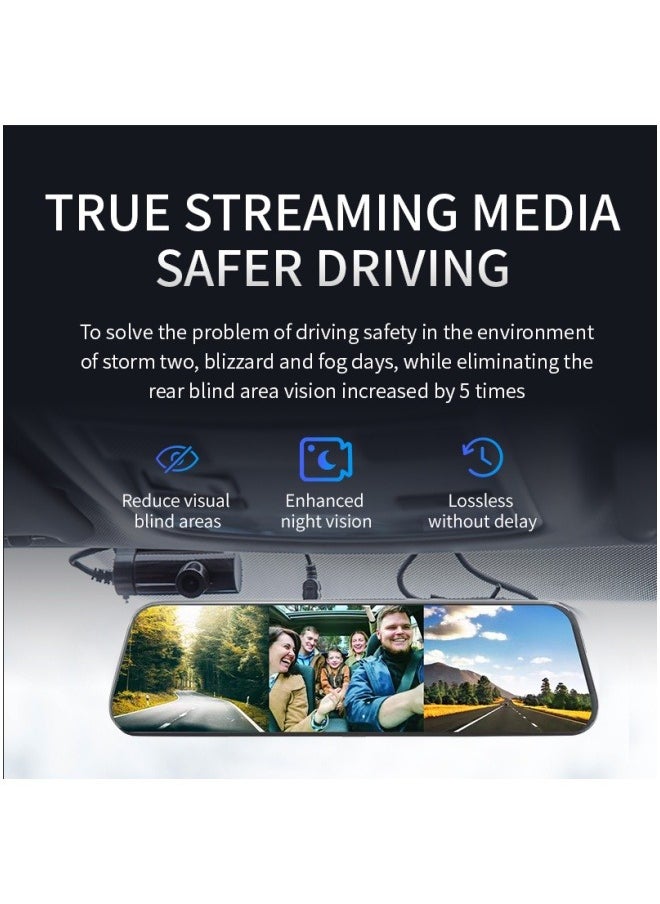 FPC - "9.66" Touch Screen Dash Cam Rear View Mirror | 3 Cameras (Front/Inside/Rear) | APP Control | HD Night Vision | Privacy Protection | Top Seller in UAE - Image 1