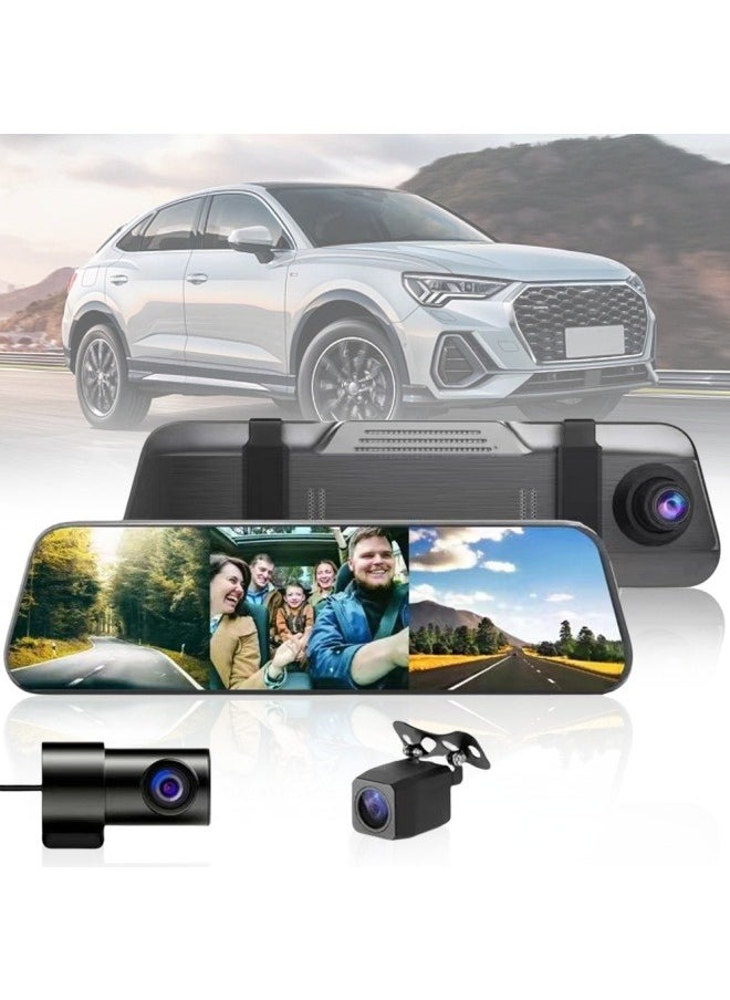 FPC "9.66" Touch Screen Dash Cam Rear View Mirror | 3 Cameras (Front/Inside/Rear) | APP Control | HD Night Vision | Privacy Protection | Top Seller in UAE  - Image 1
