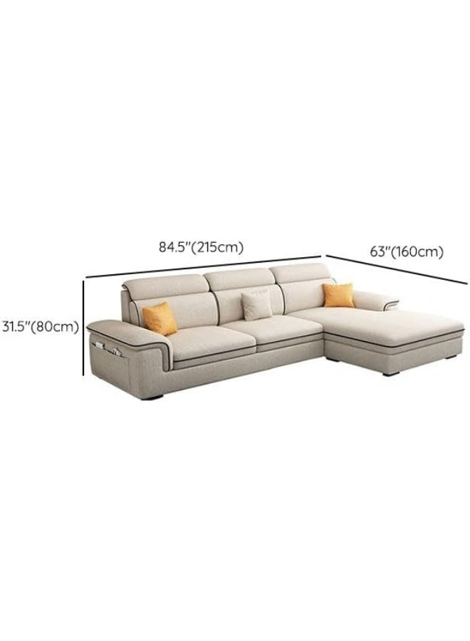 Zayn comforts Premium sectional Beige L-Shaped Sofa with Soft Pillows (Left Bed, L shape 3 Seater) - Image 2