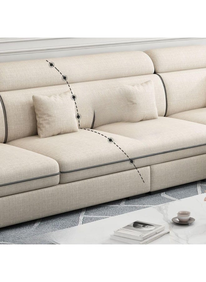 Zayn comforts Premium sectional Beige L-Shaped Sofa with Soft Pillows (Left Bed, L shape 3 Seater) - Image 3