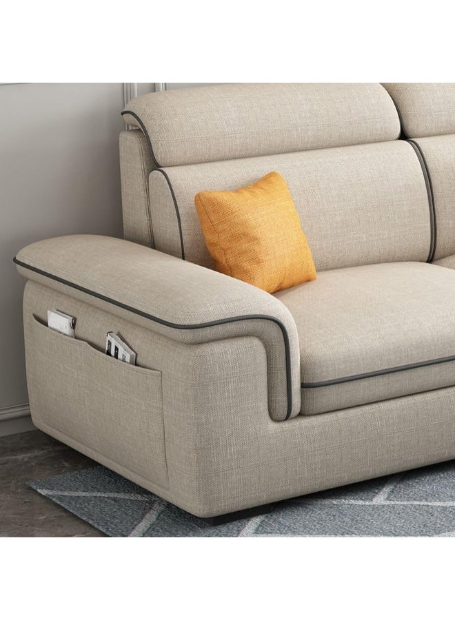 Zayn comforts Premium sectional Beige L-Shaped Sofa with Soft Pillows (Left Bed, L shape 3 Seater) - Image 4