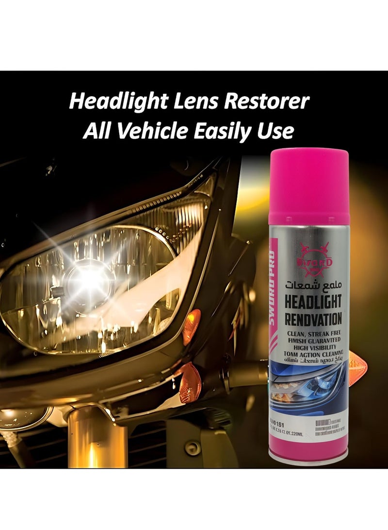 SWORD PRO 3-Piece Headlight Renovation Spray 220ml, Streak-Free Finish, High Visibility, Fast Action Cleaning for All Vehicle Headlights, SW0181 - Image 5