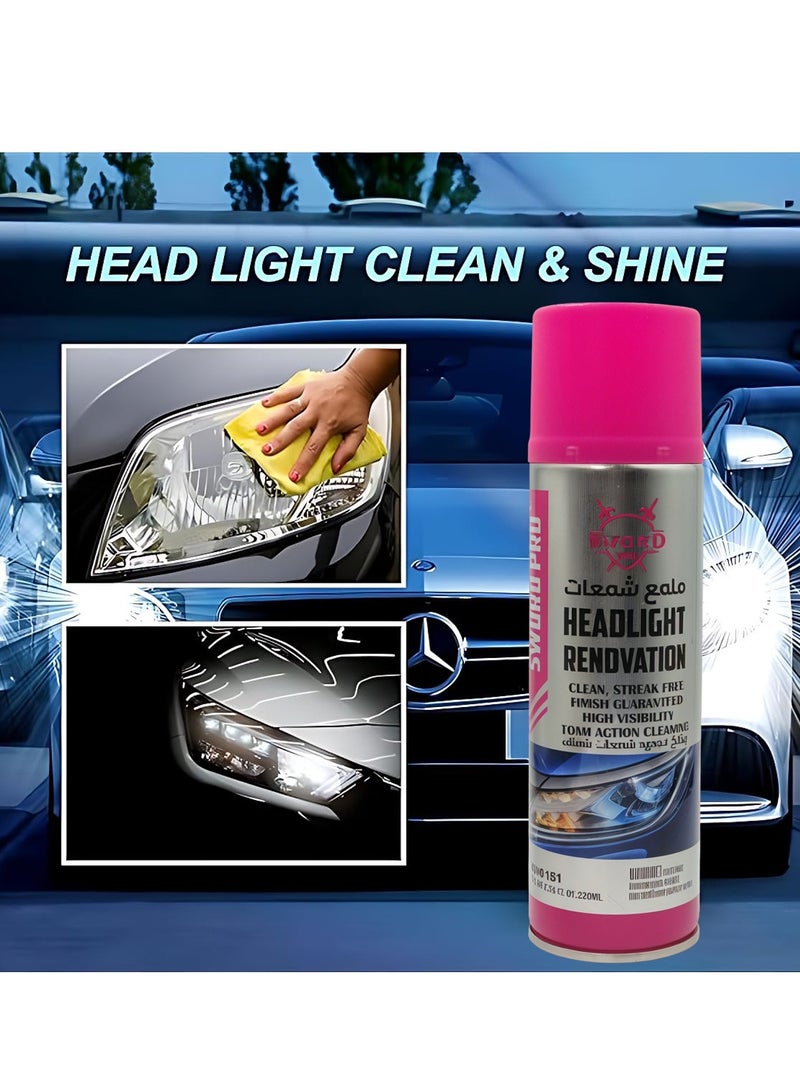 SWORD PRO 3-Piece Headlight Renovation Spray 220ml, Streak-Free Finish, High Visibility, Fast Action Cleaning for All Vehicle Headlights, SW0181 - Image 2