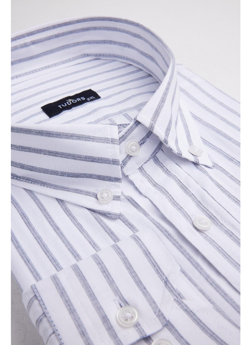 King Size Plus Size Long Sleeve Striped White Men's Shirt - pzsku/Z71395317F6F43ABA4711Z/45/_/1730766284/596c58dd-5666-4c18-8f34-201ddac6564b