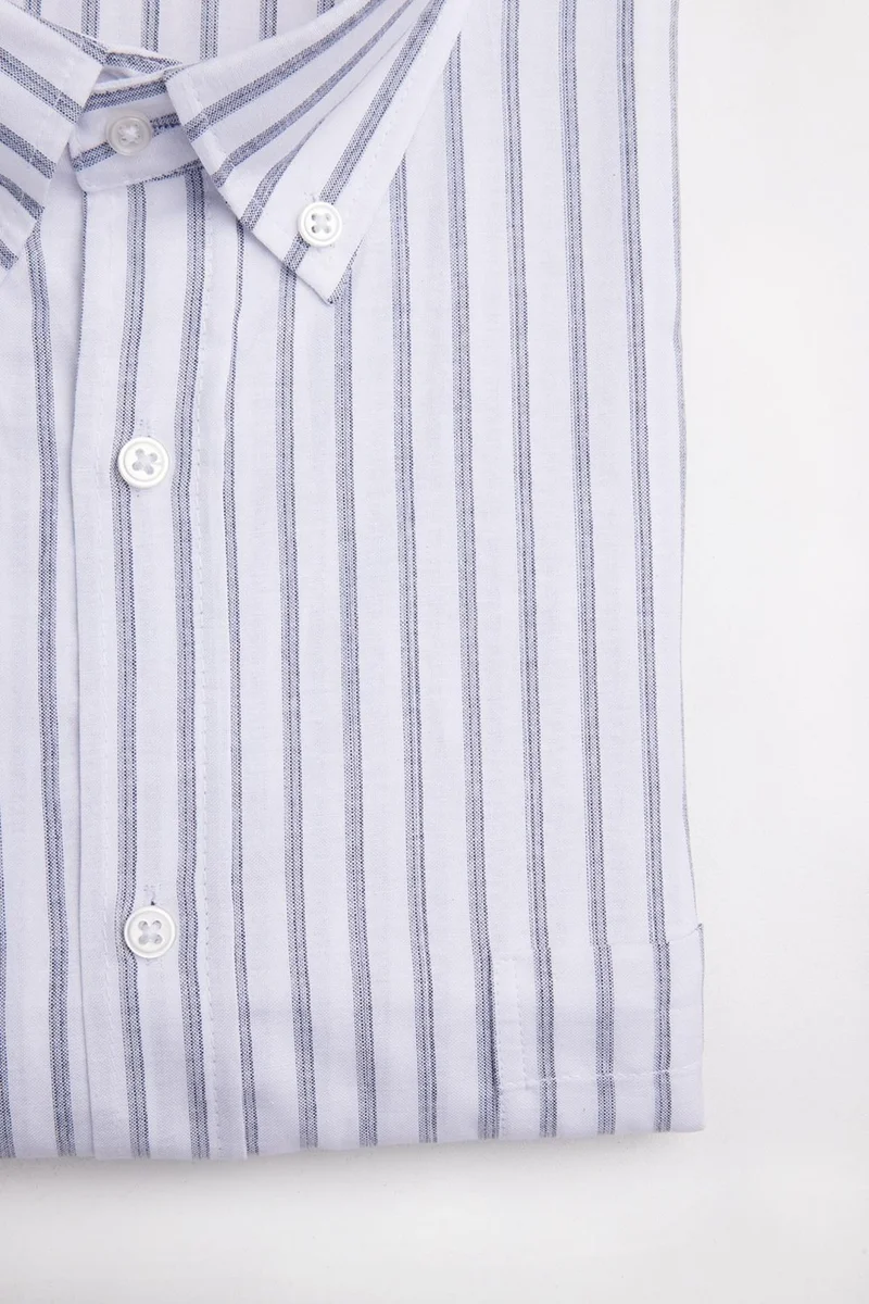 Tudors King Size Plus Size Long Sleeve Striped White Men's Shirt