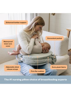My Brest Friend Super Deluxe Nursing Pillow For Breastfeeding And Bottlefeeding With Lumbar Support Feeding Pillow With Convenient Pocket And Removable Slipcover Platinum Platinum  - Image 2