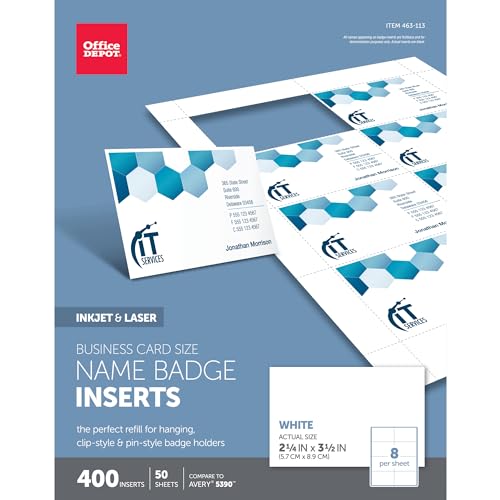 Office Depot بطاقات مكتب ديوتي، 2 1/4 بوصة × 3 1/2 بوصة، بيضاء، عبوة من 400، OD98846 - Image 1