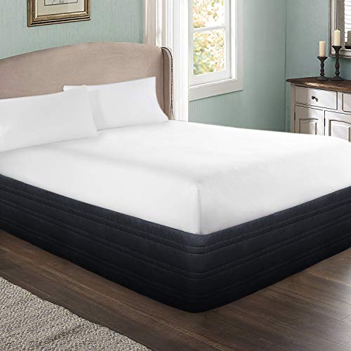 Ramesses Queen Bed Skirt 14 inch Drop,Blended Quilted Bedframe Cover,Box Spring Cover,wrap Around Bed Skirt,Fade Resistant Dust Ruffle (Charcoal, Queen) - Image 3