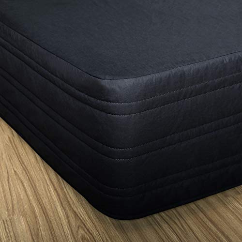 Ramesses Queen Bed Skirt 14 inch Drop,Blended Quilted Bedframe Cover,Box Spring Cover,wrap Around Bed Skirt,Fade Resistant Dust Ruffle (Charcoal, Queen) - Image 2
