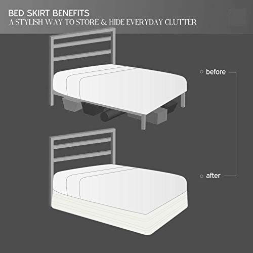 Ramesses Queen Bed Skirt 14 inch Drop,Blended Quilted Bedframe Cover,Box Spring Cover,wrap Around Bed Skirt,Fade Resistant Dust Ruffle (Charcoal, Queen) - Image 4