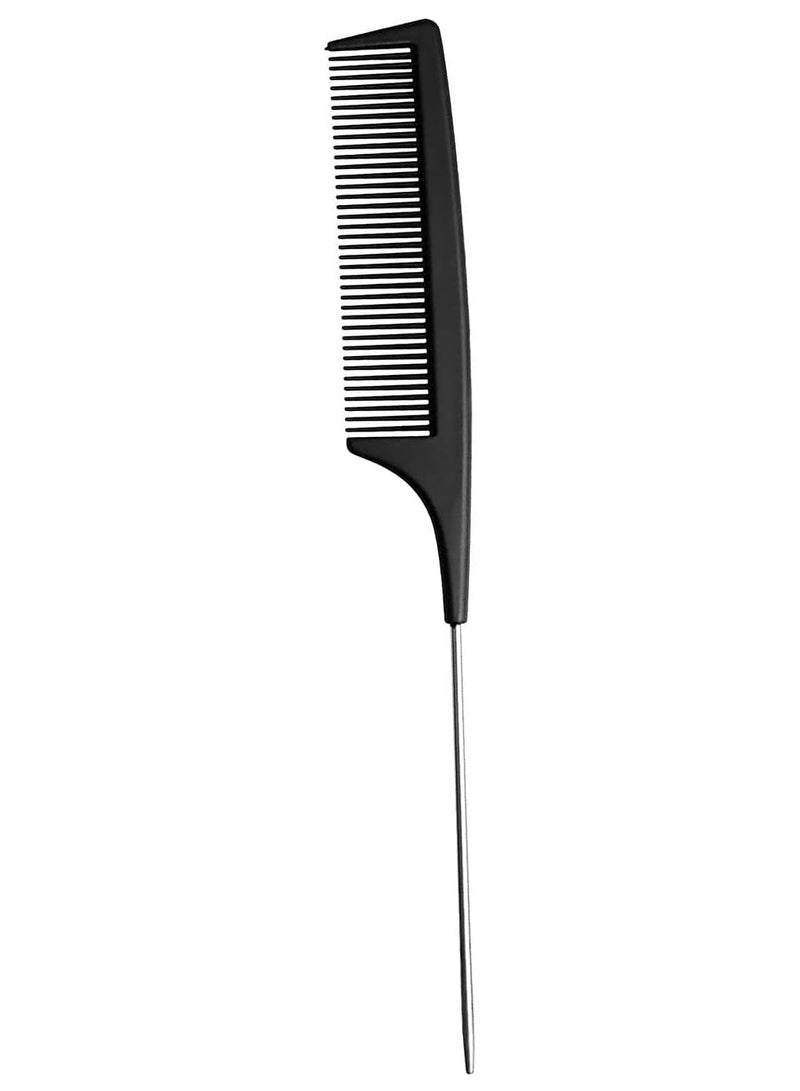 DubaiGallery Pin Tail Comb Rat For Hair Styling Fine Tooth Metal Pin Hairdressing Hair Style Rat Tail Salon - Black - Image 2