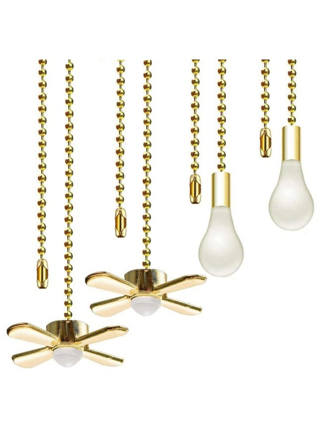 ZE-268S6- Ceiling Fan Pull Chain Fan Pulls 4PCS Light Fan Pattern Pull Chain Extension Fan Decorative 12 Inch Fan Pulls Set with Connector for Ceiling Fan Light,Living Room Bathroom Toilet Fan Ceiling Light - Image 1