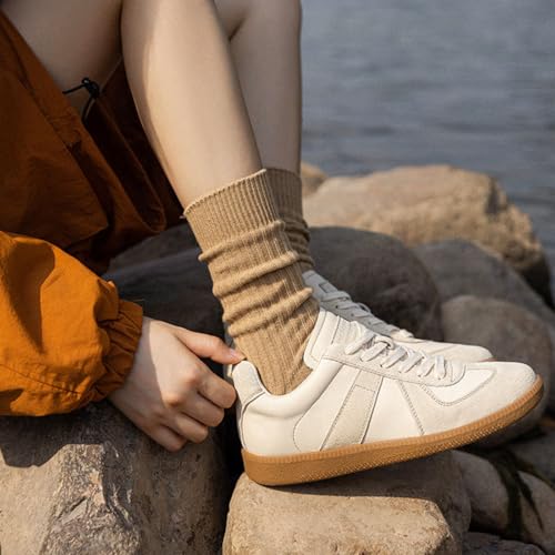 HOMSSEM Ribbed Socks Women Cozy Socks – 5 Pair Cute Womens Crew Socks (Cotton Blend, B. Scent of Wood) - Image 4
