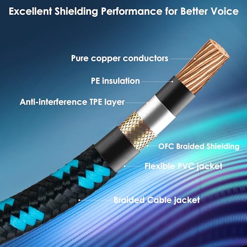 CeMeow Guitar Cable 6ft Right Angle Guitar Amp Cord 1/4 Inch Instrument Cable with Braided Tweed and Anti-Kinking Design for Guitar Bass Amp, Black & Blue - Image 2