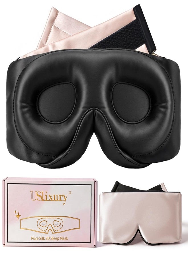 USlixury® 3D Contoured Silk Sleep Mask, Total Blackout&Zero Eye Pressure - Image 1