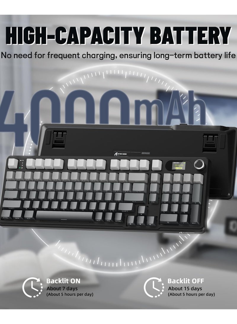X98 Pro Wireless Mechanical Keyboard,Tri-Mode BT5.0/2.4G/Wired Custom Keyboard with Smart Display&Knob,98 Keys Hot Swappable,Web Driver RGB Gaming Keyboard for PC/Mac/PS4/Xbox