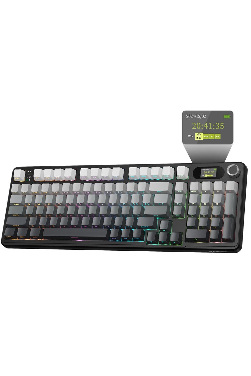 Attack Shark X98 Pro Wireless Mechanical Keyboard,Tri-Mode BT5.0/2.4G/Wired Custom Keyboard with Smart Display&Knob,98 Keys Hot Swappable,Web Driver RGB Gaming Keyboard for PC/Mac/PS4/Xbox  - Image 1