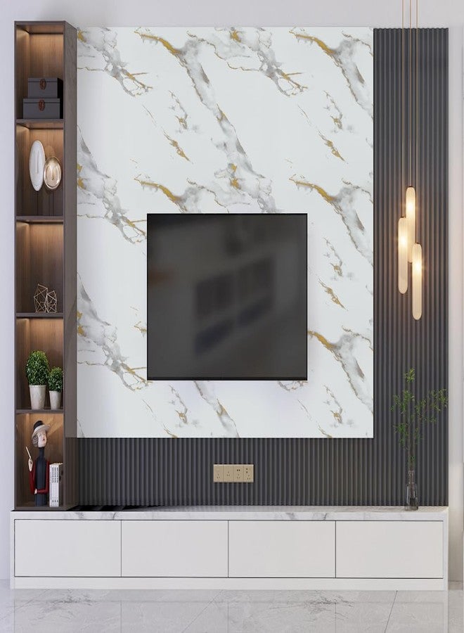 TANONE White Marble Contact Paper for Countertops Waterproof Wallpaper Peel and Stick for Cabinets Removable Matte Gold White Marble Vinyl Wrap for Kitchen Bathroom Counter 17.8"x 236" - Image 3
